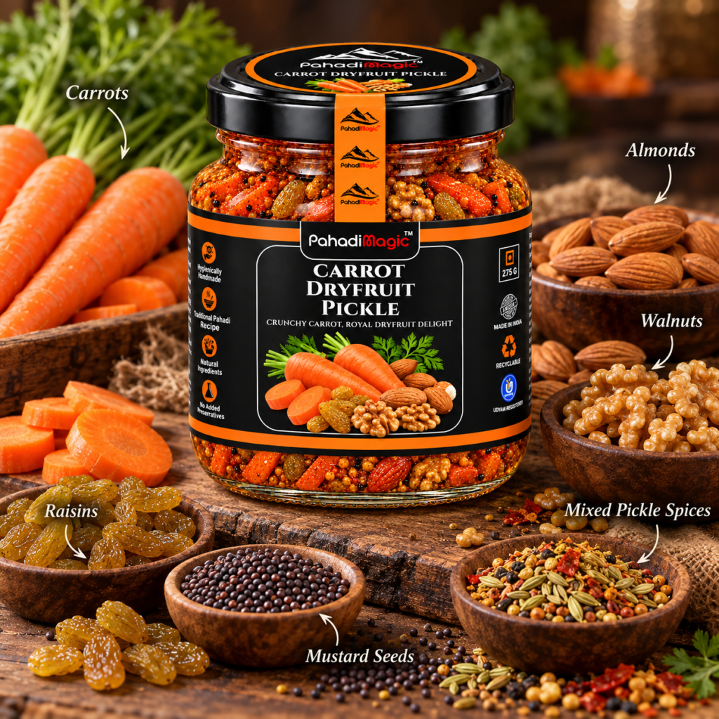 Carrot Dryfruit Pickle 275g - Pahadi Magic product view 2