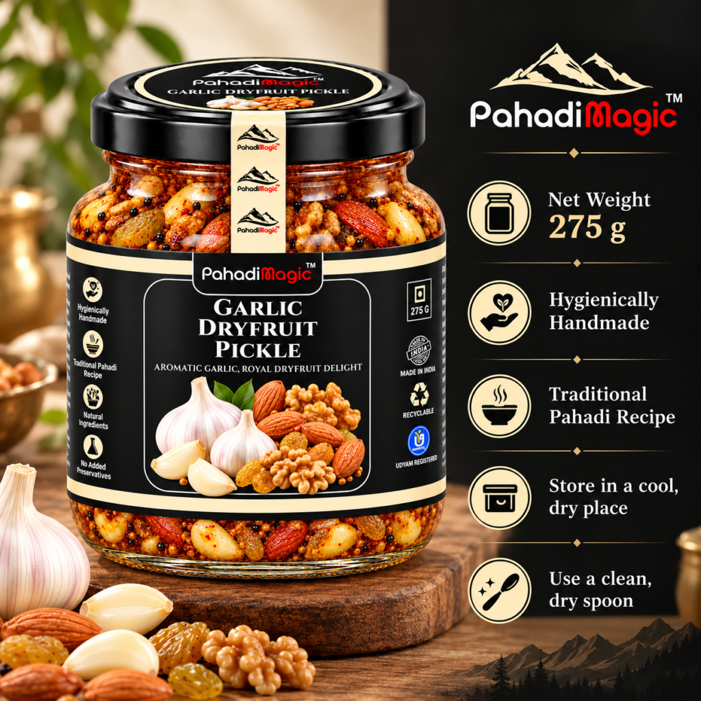 Garlic Dryfruit Pickle 275g - Pahadi Magic product view 4