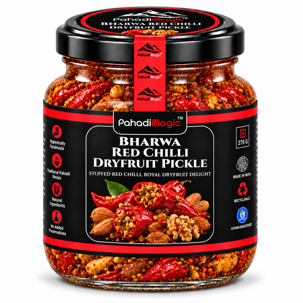 Bharwa Red Chilli Dryfruit Pickle 275g - Pahadi Magic product
