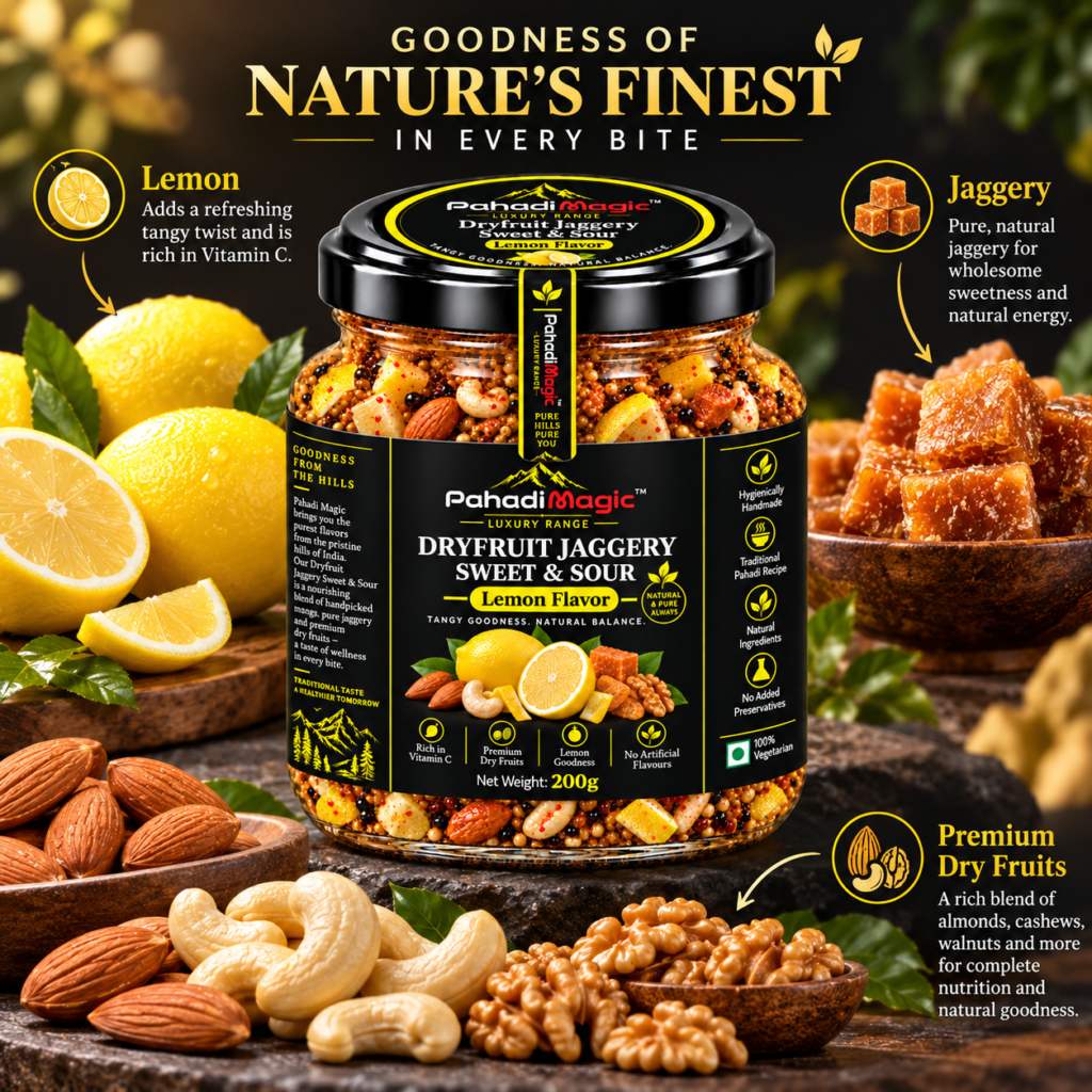 Dryfruit Jaggery Sweet Sour Lemon 200g - Pahadi Magic product view 3